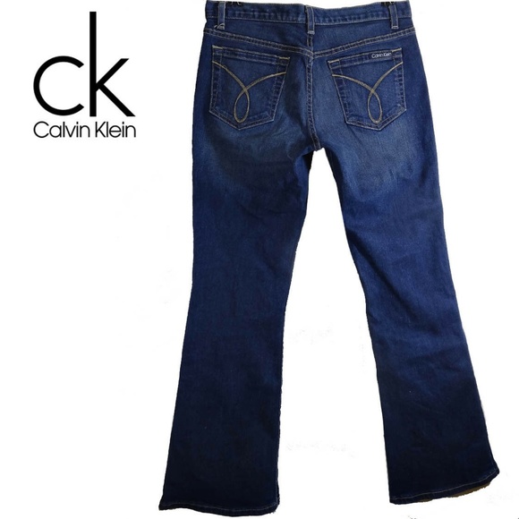 C K Flare FitStretch Dark Denim Jeans Women Sz29/8 - Picture 2 of 5